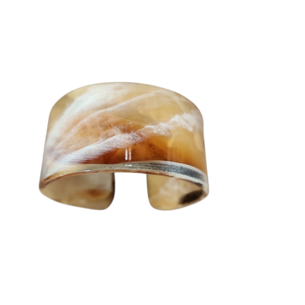 Brown and Cream Wide Cuff Bracelet